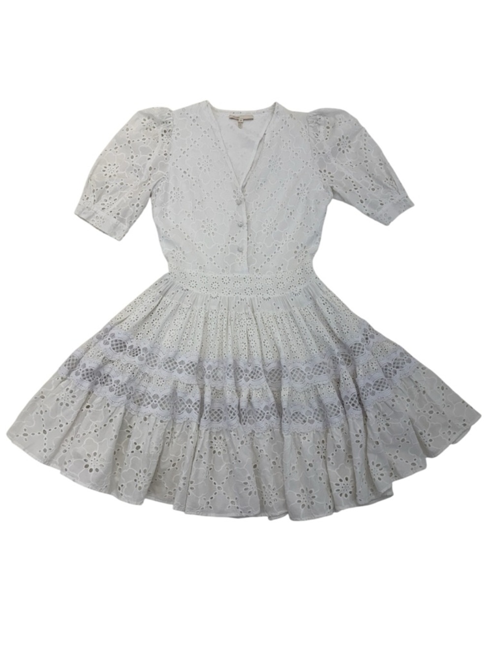 Maje Rayanette Guipure Skater Dress 36 White - Picture 13 of 16